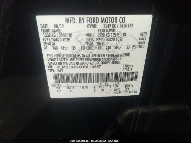 Lincoln MKX 2013 2LMDJ8JKXDBL13557 Image 10