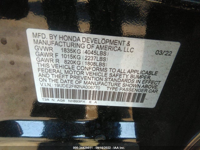 2022 Acura ILX, VIN: 19UDE2F82NA006770