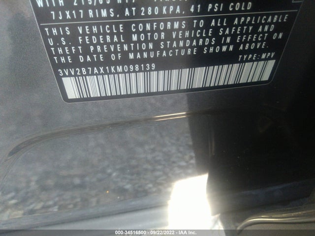 2019 Volkswagen Tiguan, VIN: 3VV2B7AX1KM098139