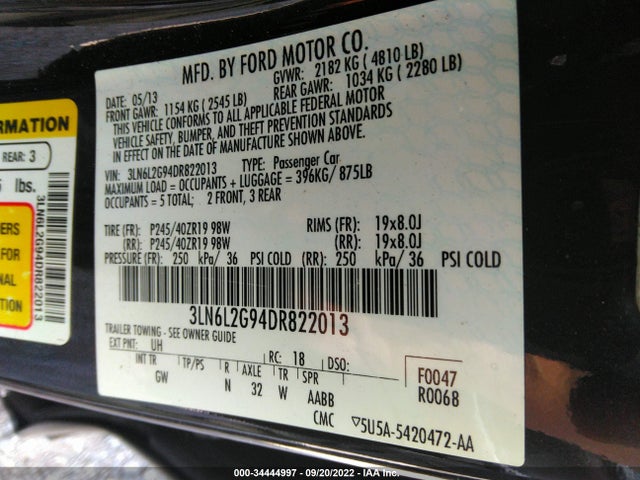 Lincoln MKZ 2013 3LN6L2G94DR822013 Image 10