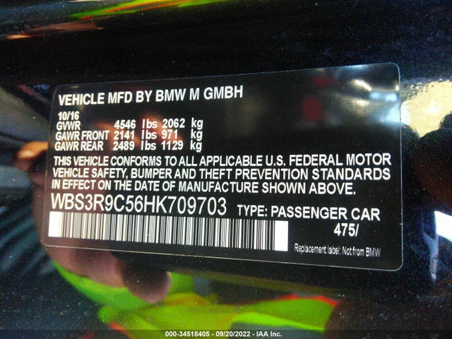 2017 BMW M4, VIN: WBS3R9C56HK709703