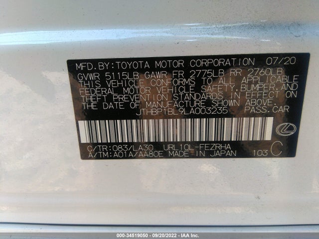 2020 Lexus GS, VIN: JTHBP1BL9LA003235