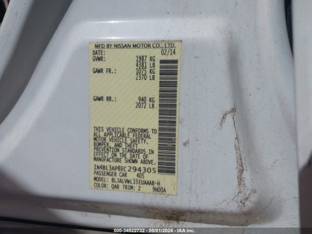1N4BL3AP8EC294305 Nissan 2014