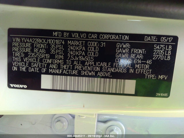 2018 Volvo XC60, VIN: YV4A22RKXJ1001874