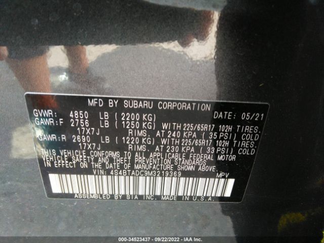 4S4BTADC9M3219369 Subaru Outback Premium