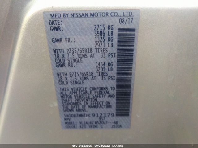 5N1DR2MN1HC912179 Nissan Pathfinder S