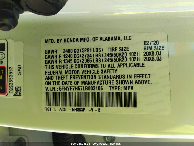Honda Passport Ex-l 2020 5FNYF7H57LB003106 Image 13