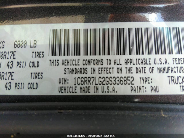 1C6RR7LG2GS336852 RAM 1500 Outdoorsman