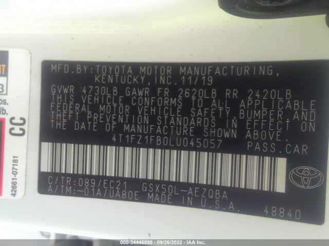 2020 Toyota Avalon, VIN: 4T1FZ1FB0LU045057