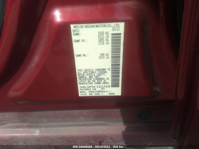 2013 NISSAN ALTIMA 2.5 VIN: 1N4AL3AP5DC165268