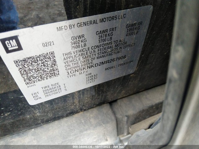 Chevrolet Tahoe Lt 2021 1GNSKNKD2MR267908 Image 11
