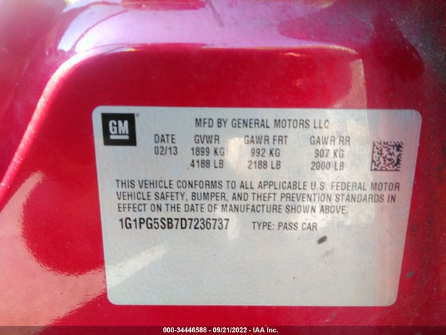 2013 CHEVROLET CRUZE LTZ VIN: 1G1PG5SB7D7236737