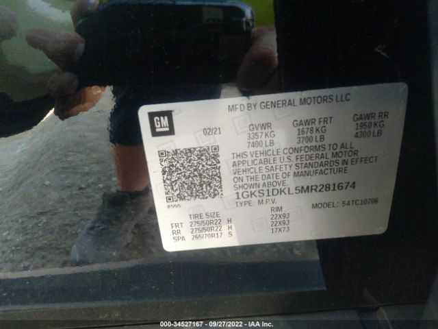 1GKS1DKL5MR281674 GMC YUKON DENALI