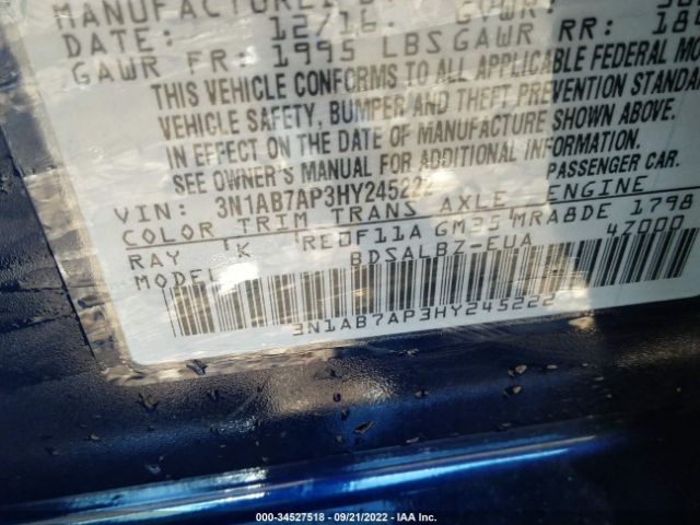 3N1AB7AP3HY245222 Nissan SENTRA S