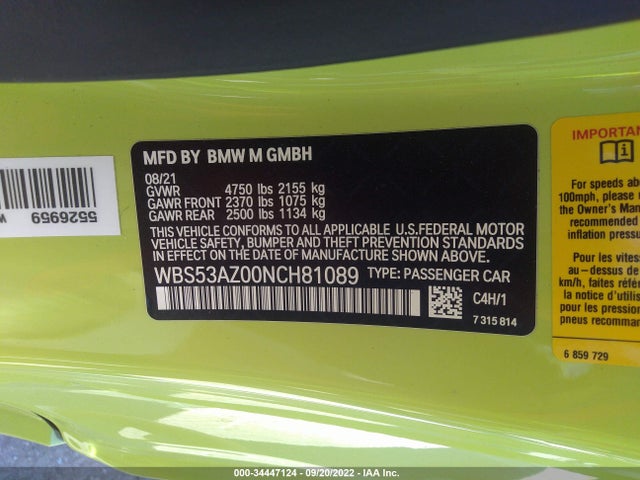 BMW M4 2022 WBS53AZ00NCH81089 Image 9
