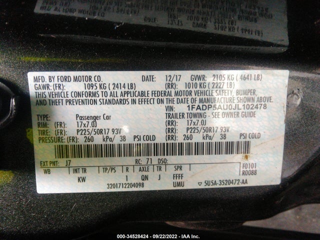 2018 Ford C-Max, VIN: 1FADP5AU0JL102478