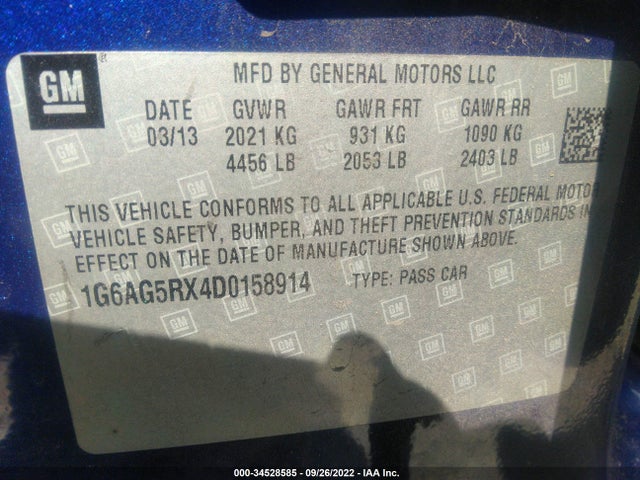 Cadillac ATS 2013 1G6AG5RX4D0158914 Image 10