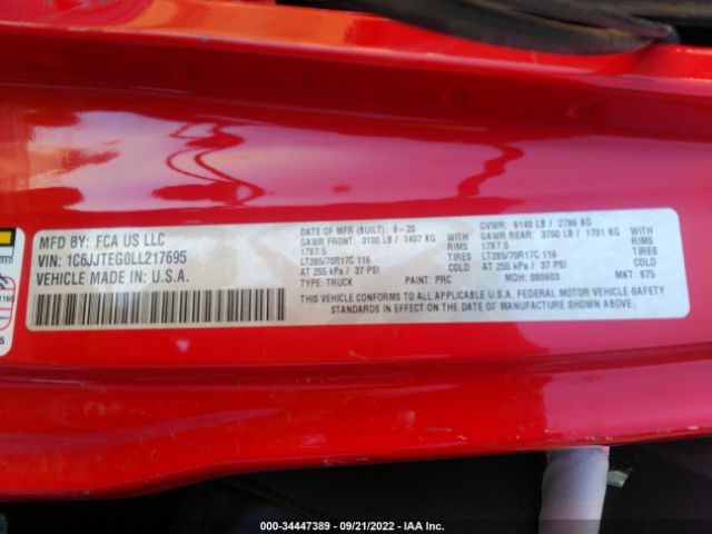 2020 JEEP GLADIATOR 1C6JJTEG0LL217695 Photo 8