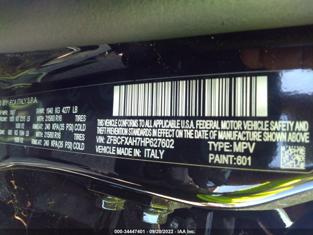 ZFBCFXAH7HP627602 Fiat 500x Pop