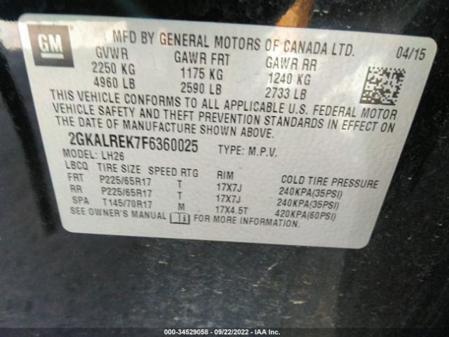 2GKALREK7F6360025 GMC Terrain Sle