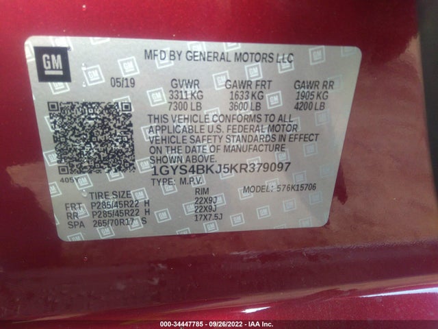 2019 Cadillac Escalade, VIN: 1GYS4BKJ5KR379097