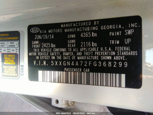 5XXGN4A72FG368299 KIA OPTIMA EX