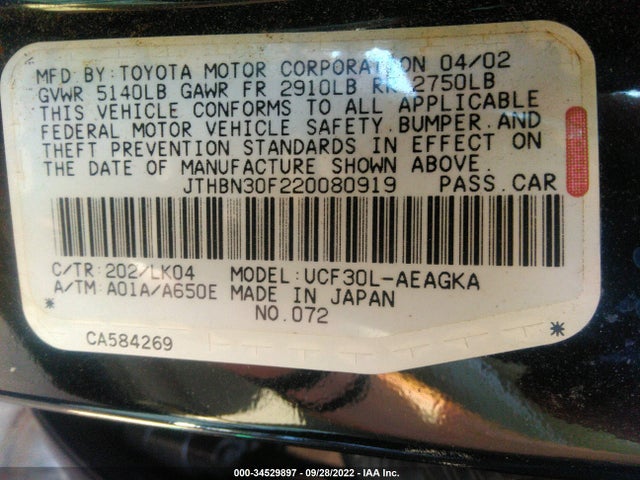 Lexus LS 430 2002 JTHBN30F220080919 Image 10