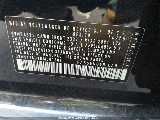 2021 Volkswagen Golf GTI, VIN: 3VW6T7AU3MM001588