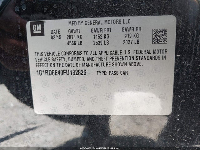 Chevrolet Volt 2015 1G1RD6E40FU132826 Image 9