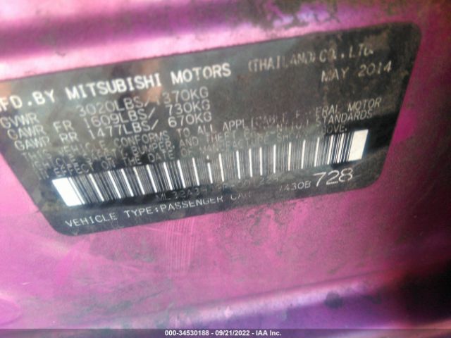 2015 MITSUBISHI MIRAGE ML32A3HJ9FH001228 Photo 8