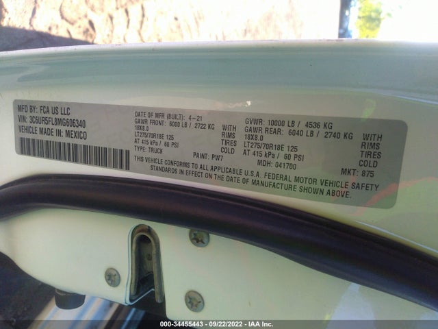 2021 Ram 2500, VIN: 3C6UR5FL8MG606340