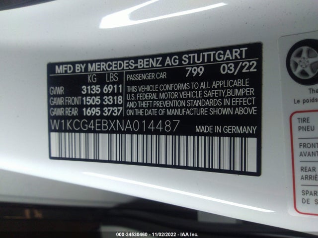 2022 Mercedes-Benz EQS, VIN: W1KCG4EBXNA014487