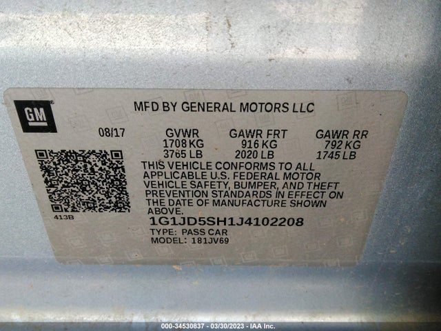 Chevrolet SONIC LT 2018 1G1JD5SH1J4102208 Image 11