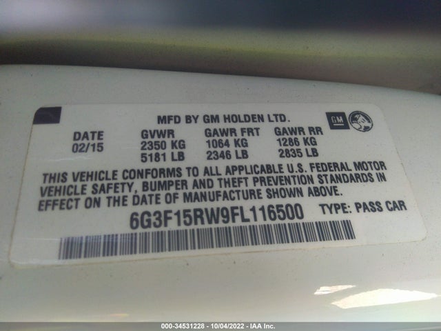 2015 Chevrolet SS, VIN: 6G3F15RW9FL116500