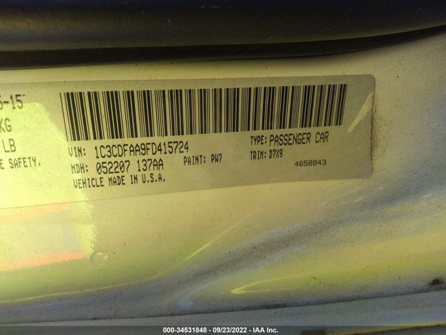 Dodge DART SE 2015 1C3CDFAA9FD415724 Image 9