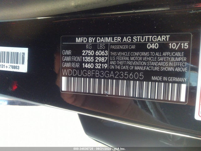2016 Mercedes-Benz S-Class, VIN: WDDUG8FB3GA235605