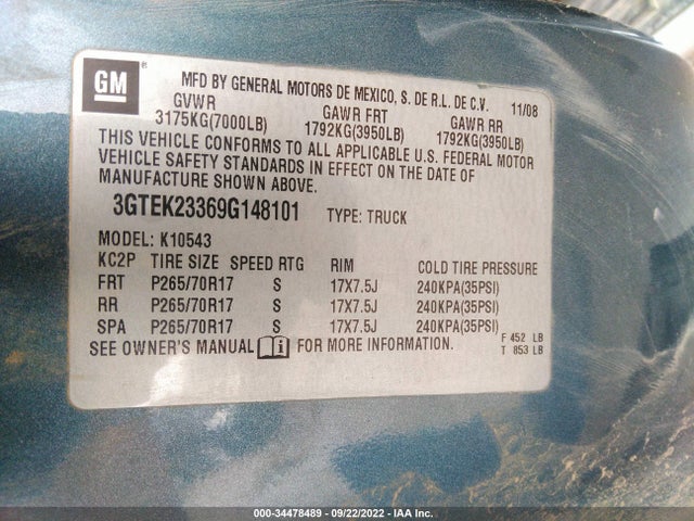 GMC Sierra 1500 Sle 2009 3GTEK23369G148101 Image 10