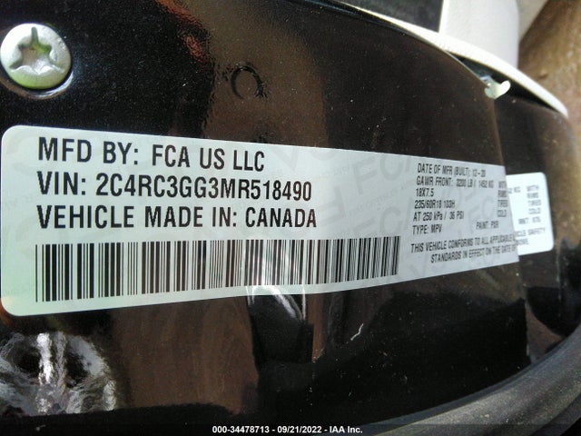 2021 Chrysler Pacifica, VIN: 2C4RC3GG3MR518490