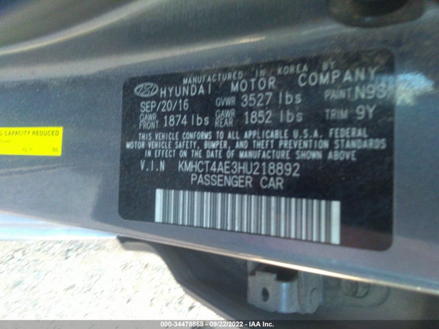 2017 Hyundai Accent, VIN: KMHCT4AE3HU218892