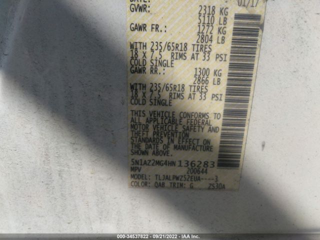 5N1AZ2MG4HN136283 Nissan MURANO S