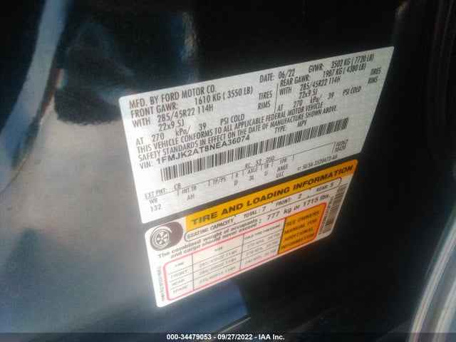 2022 Ford Expedition, VIN: 1FMJK2AT8NEA36074