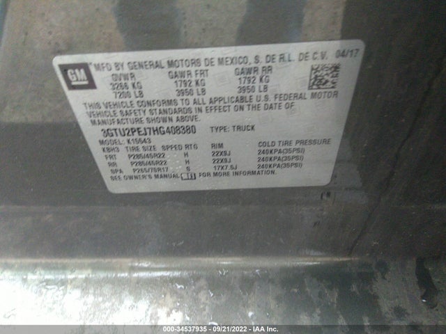 GMC Sierra 1500 Denali 2017 3GTU2PEJ7HG408380 Image 9