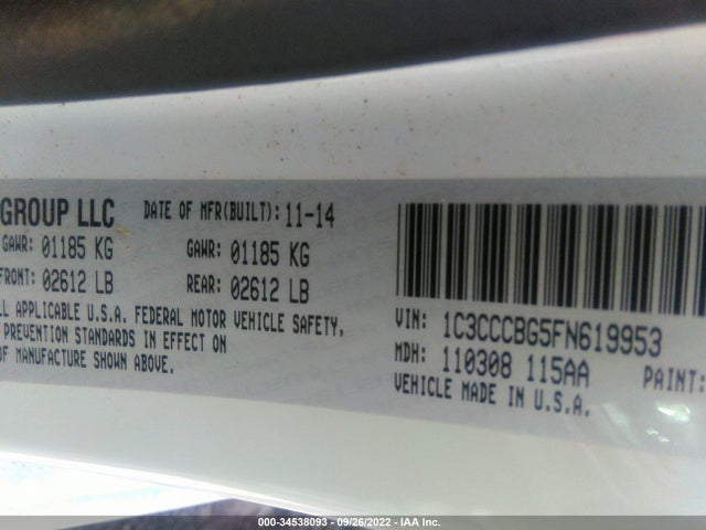 1C3CCCBG5FN619953 Chrysler 200 S