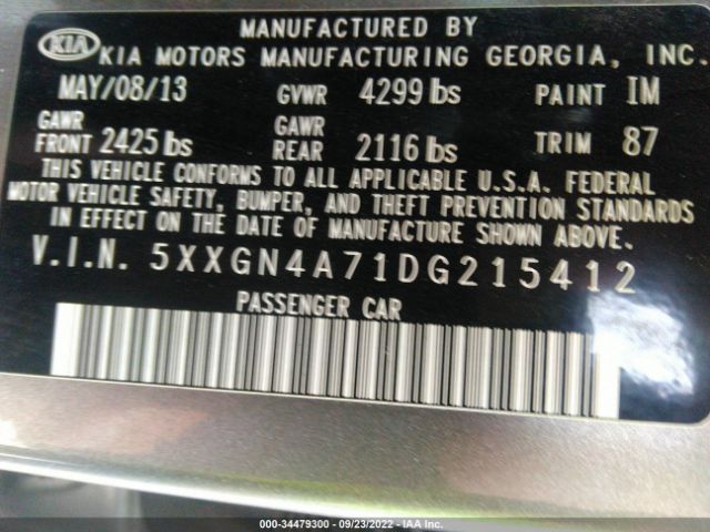 5XXGN4A71DG215412 KIA OPTIMA EX