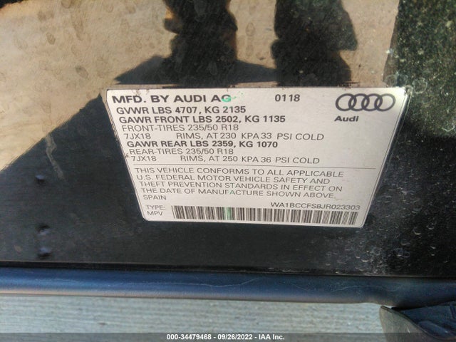 2018 Audi Q3, VIN: WA1BCCFS8JR023303