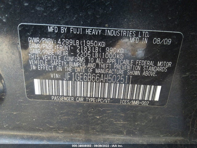 JF1GE6B66AH502511 Subaru Impreza Sedan I Premium Special Edition