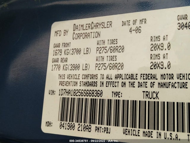 Dodge Ram 1500 Slt 2006 1D7HA18256S668360 Image 11