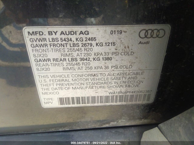 2019 Audi Q5, VIN: WA1BNAFY4K2052357