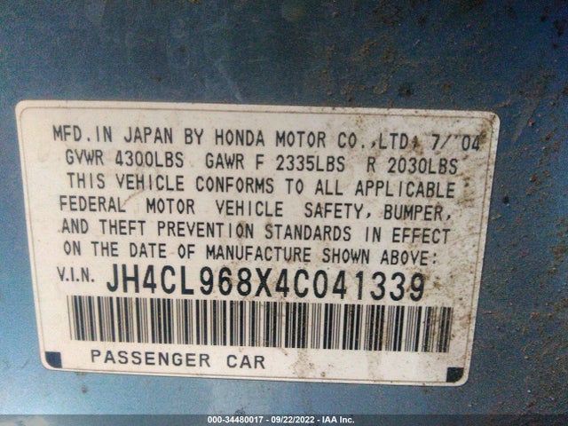 Acura TSX 2004 JH4CL968X4C041339 Image 10