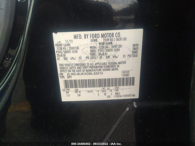 Lincoln MKX 2013 2LMDJ8JKXDBL22212 Image 11